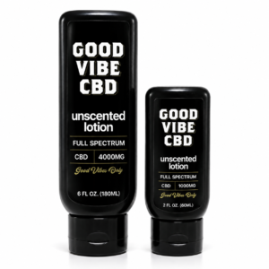 Good Vibe CBD unscented full spectrum CBD lotion in 4000mg and 1000mg sizes