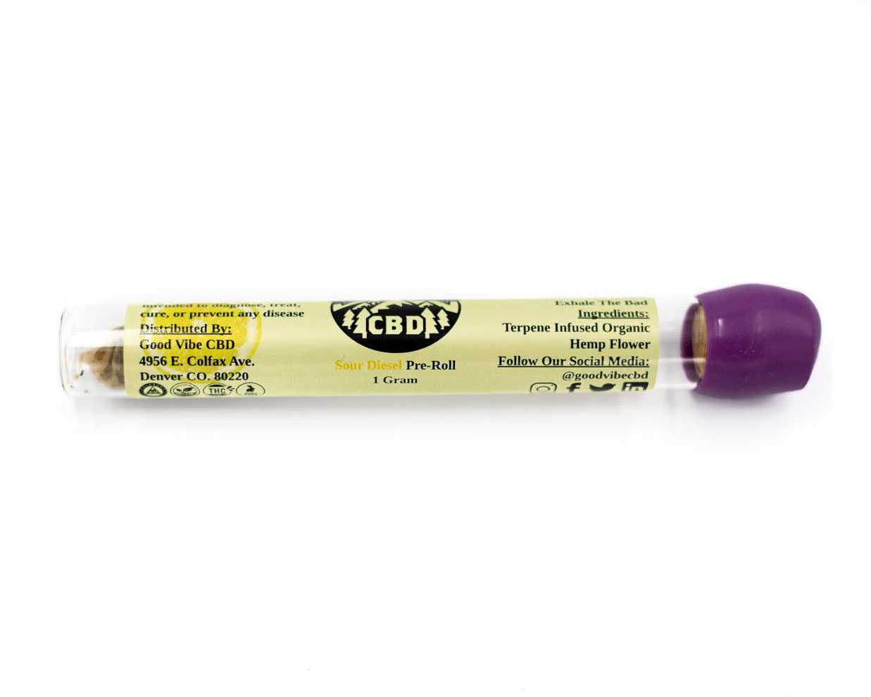 good vibe hemp cbd pre roll preroll sour diesel
